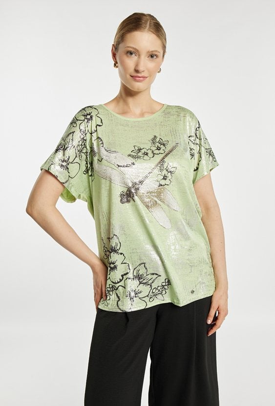 Luźny T-shirt z wzorem