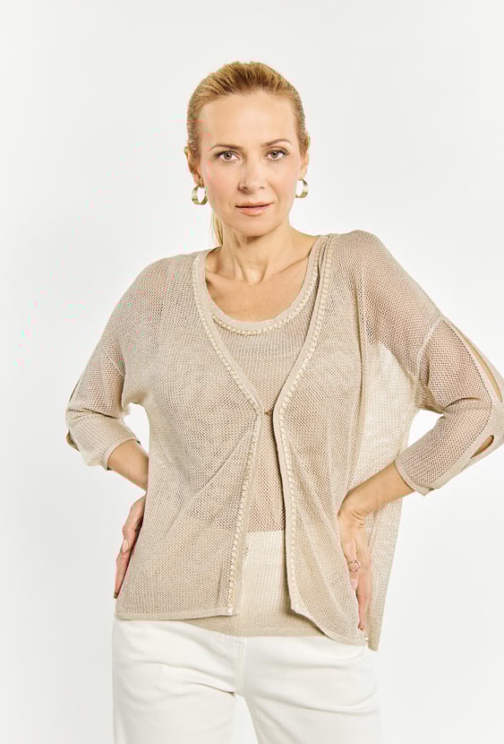 Siateczkowy sweter damski