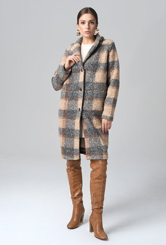 Płaszcz damski w kratę