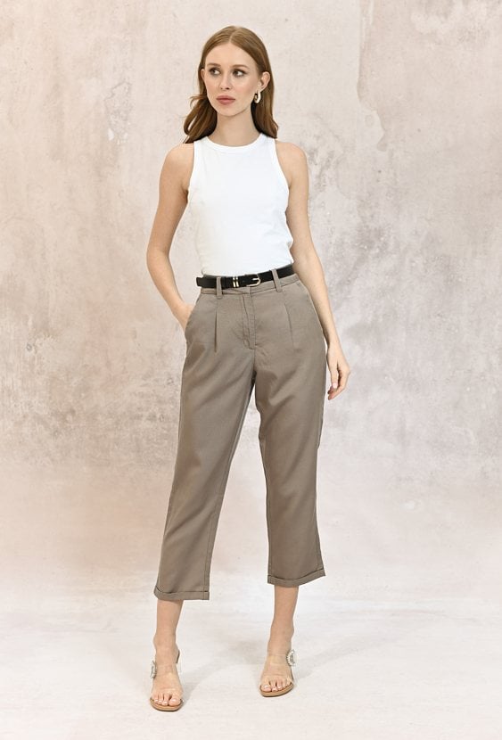 Spodnie cygaretki z lyocellu