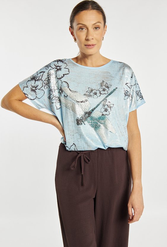 Luźny T-shirt z wzorem