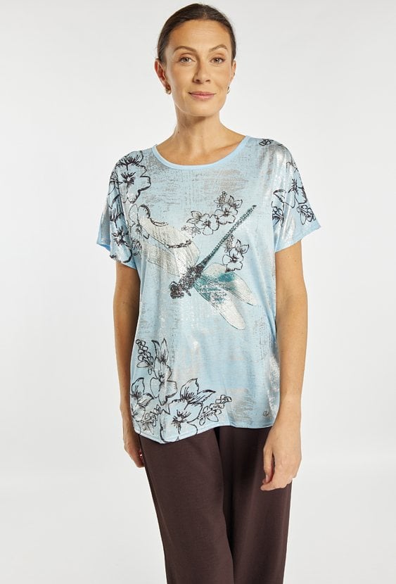 Luźny T-shirt z wzorem