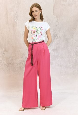 Długie spodnie z szeroką nogawką