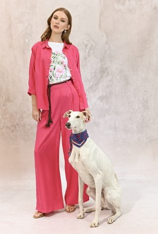 Długie spodnie z szeroką nogawką