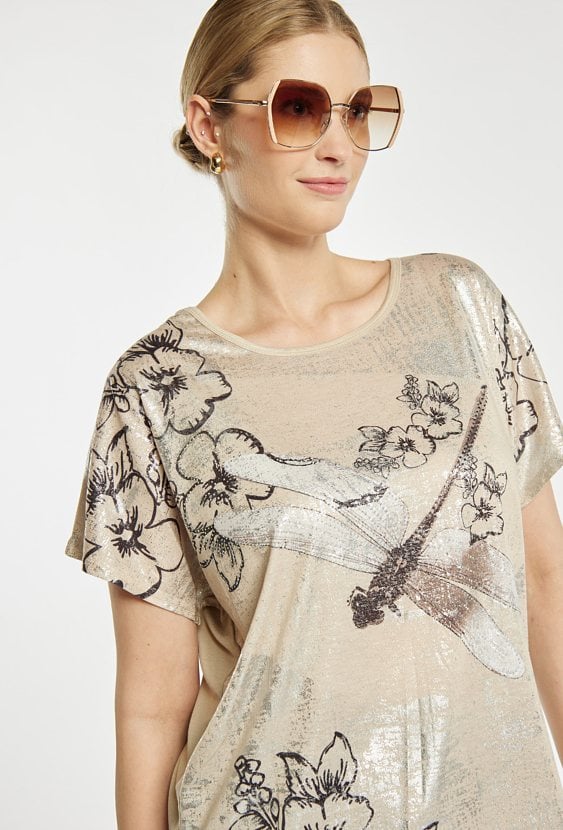 Luźny T-shirt z wzorem