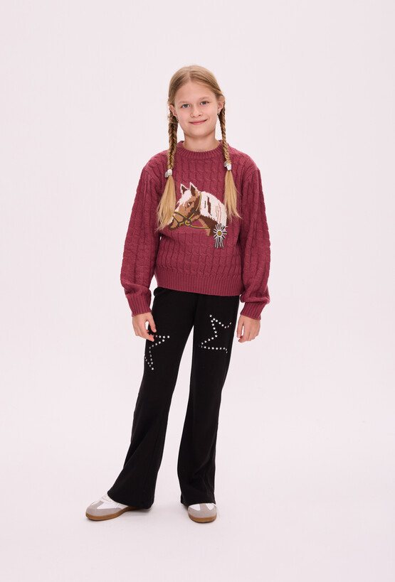Legginsy dziewczęce flare z gwiazdkami
