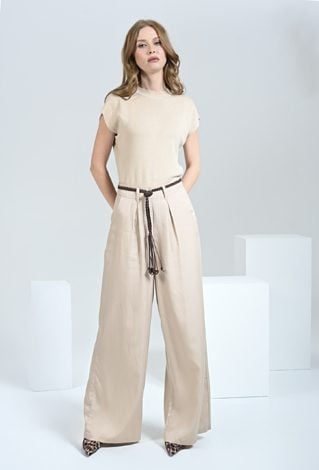 Długie spodnie z szeroką nogawką