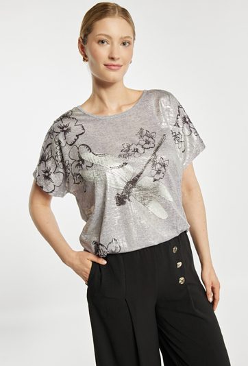 Luźny T-shirt z wzorem