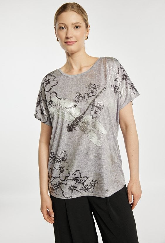 Luźny T-shirt z wzorem