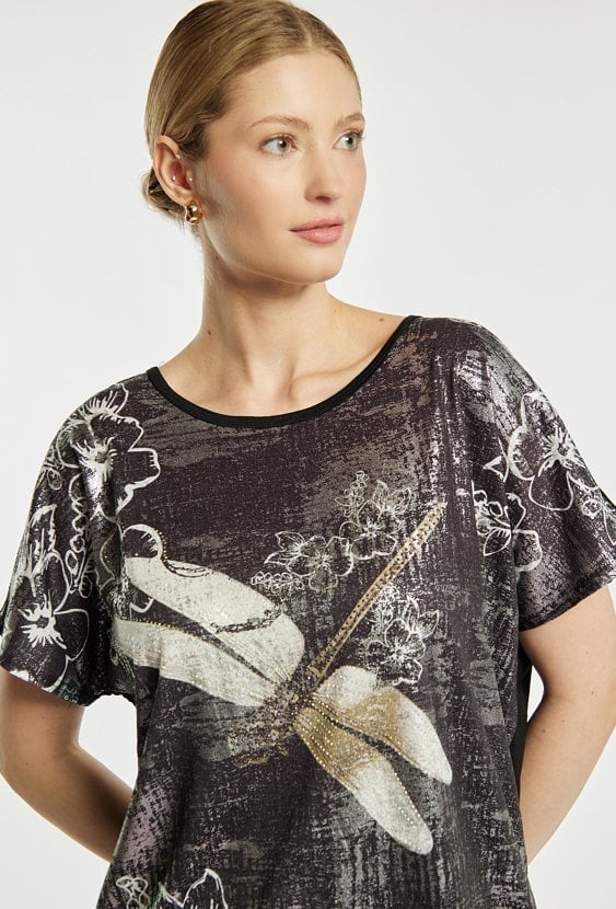 Luźny T-shirt z wzorem