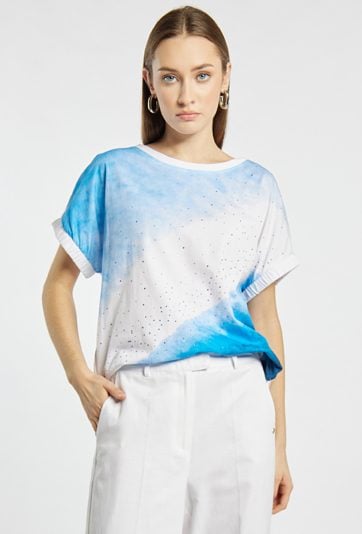 T-shirt damski z bawełny i modalu