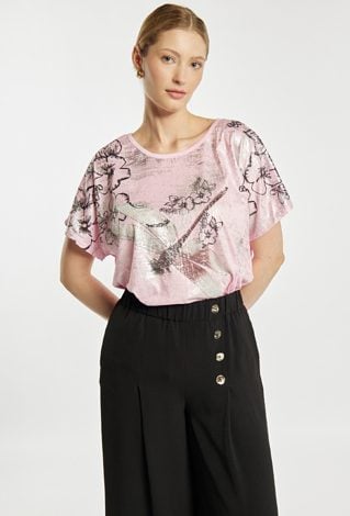 Luźny T-shirt z wzorem