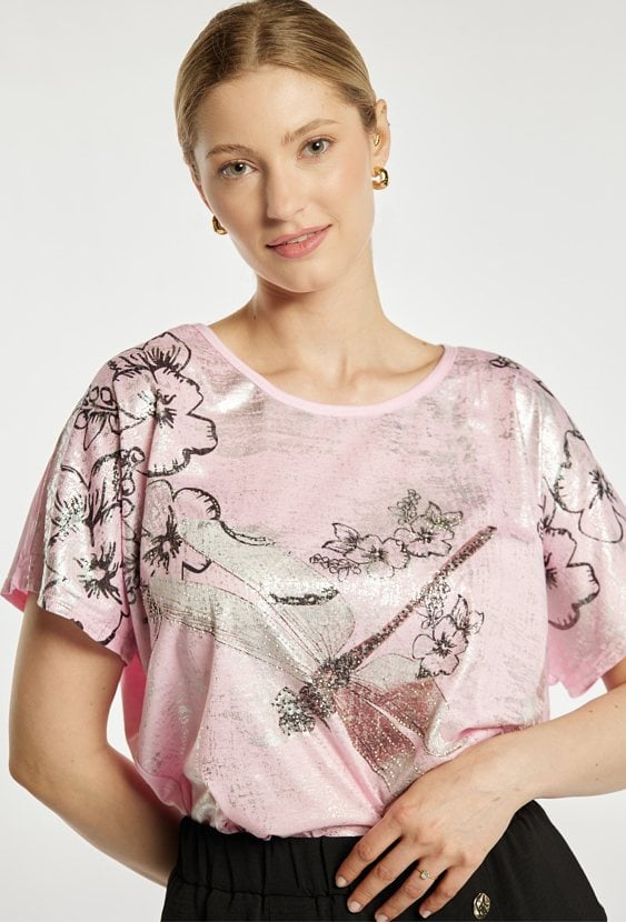 Luźny T-shirt z wzorem