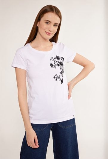 T-shirt z haftowanym wzorem