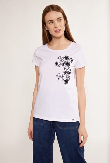 T-shirt z haftowanym wzorem