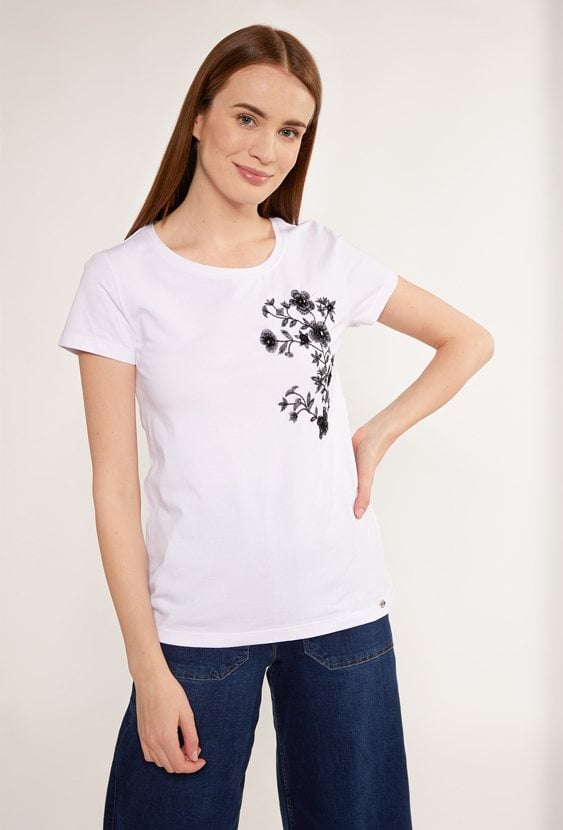 T-shirt z haftowanym wzorem