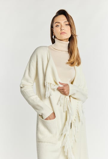 Sweter damski z frędzlami