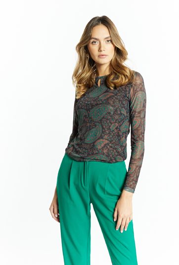 Wzorzysta bluzka z długim rękawem