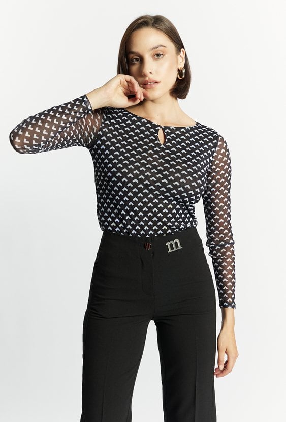 Wzorzysta bluzka z długim rękawem