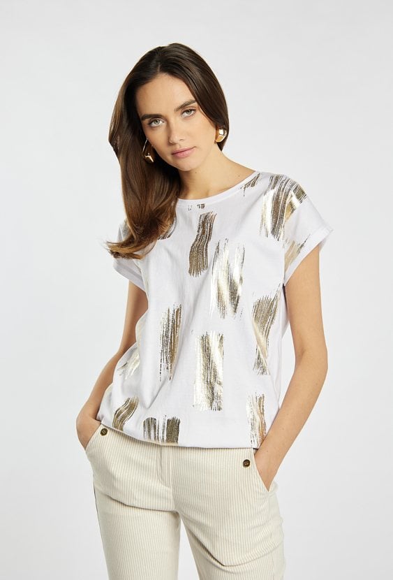 T-shirt z subtelnym złotym wzorem