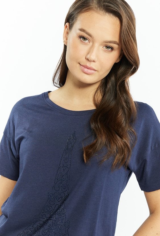 T-shirt dzianinowy z aplikacją z dżetów