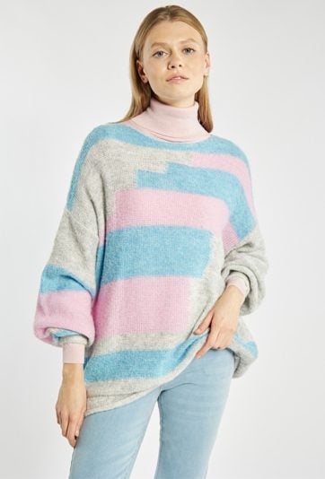 Sweter damski z kolorowym wzorem