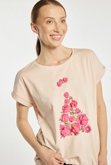 T-shirt damski z kwiatkami