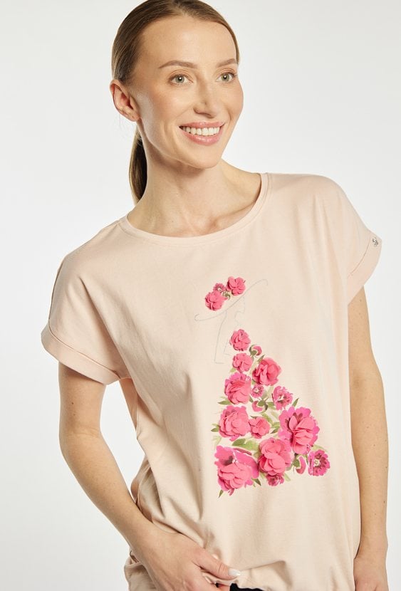T-shirt damski z kwiatkami