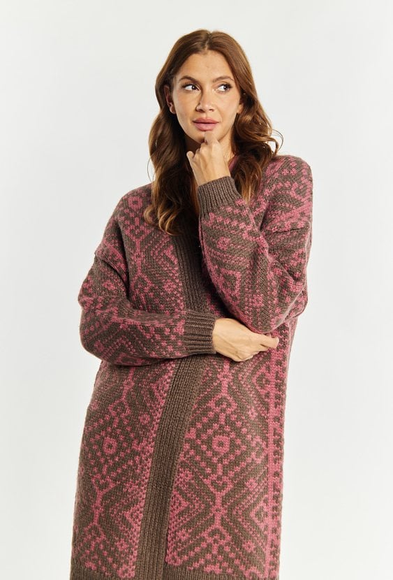 Obszerny kardigan z domieszką wełny