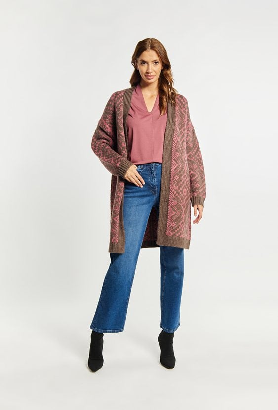 Obszerny kardigan z domieszką wełny