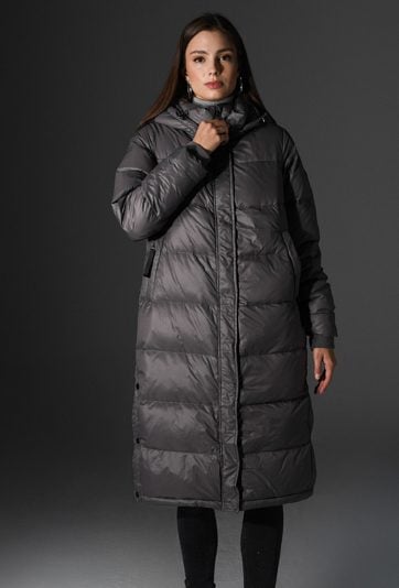 Płaszcz damski z odpinanym kapturem