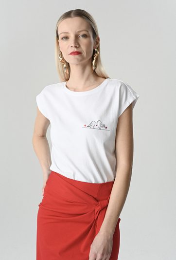 Biały bawełniany t-shirt z grafiką