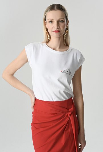 Biały bawełniany t-shirt z grafiką