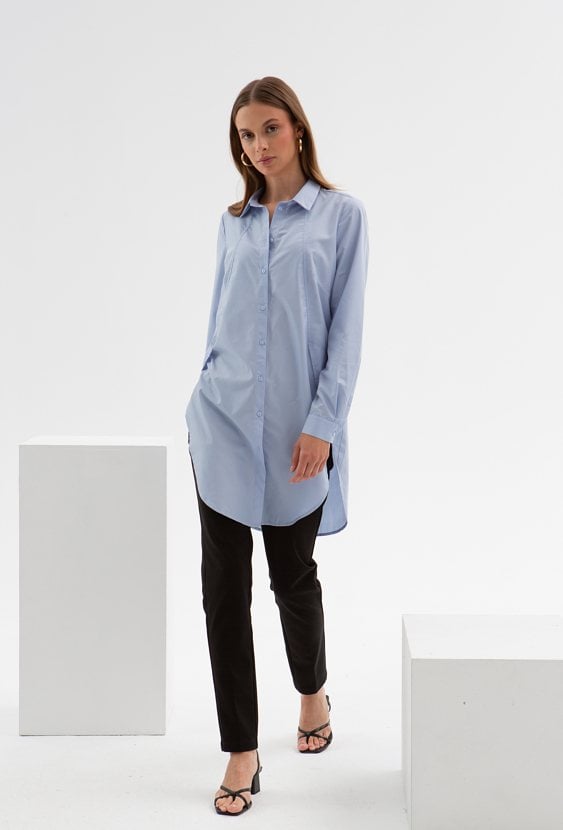 Niebieska koszula z domieszką bawełny