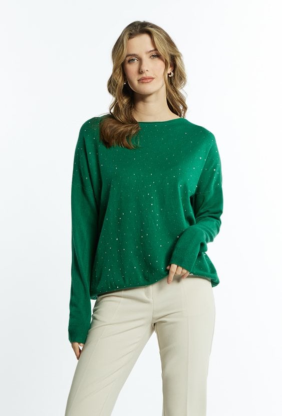 Wiskozowy sweter z dżetami