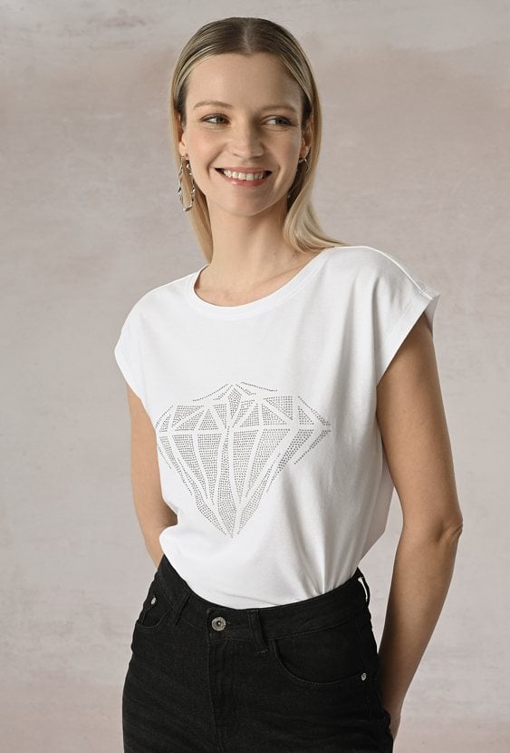 T-shirt z cekinową aplikacją