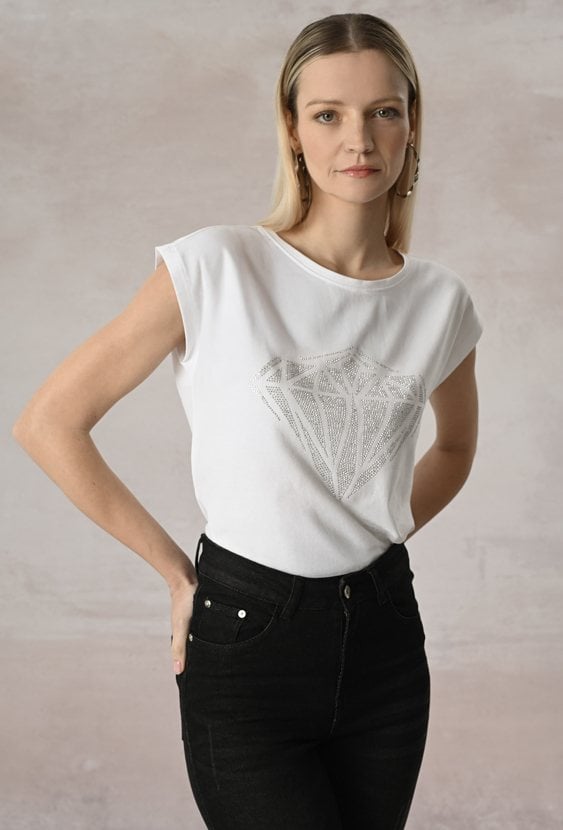 T-shirt z cekinową aplikacją