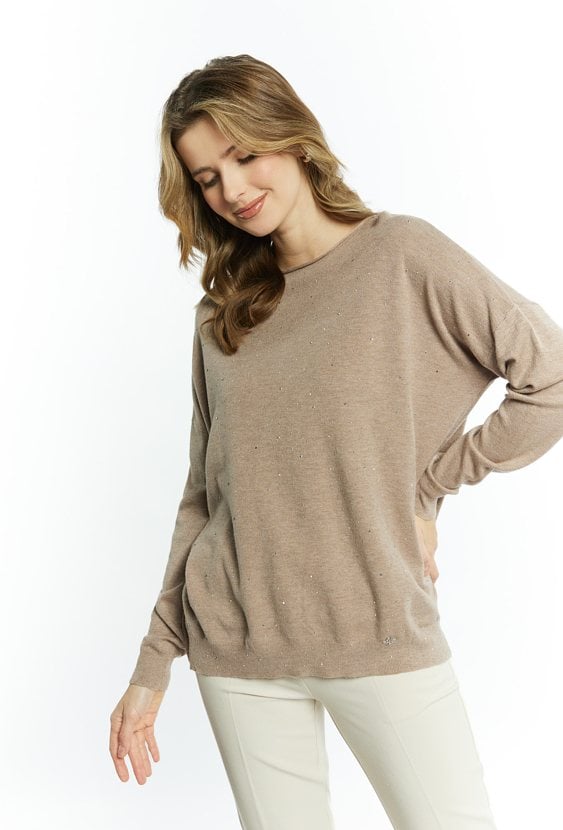 Wiskozowy sweter z dżetami