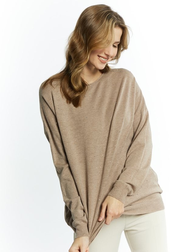 Wiskozowy sweter z dżetami