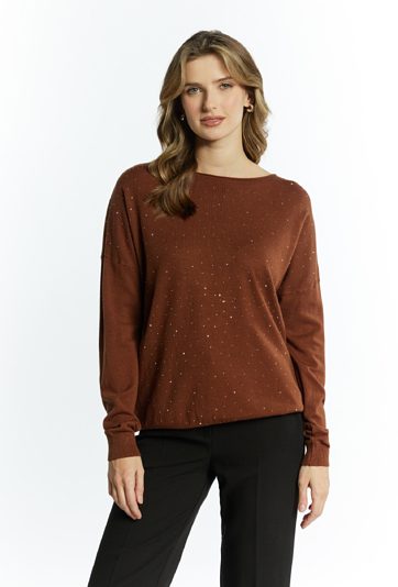 Wiskozowy sweter z dżetami