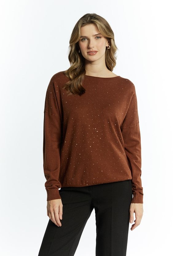 Wiskozowy sweter z dżetami