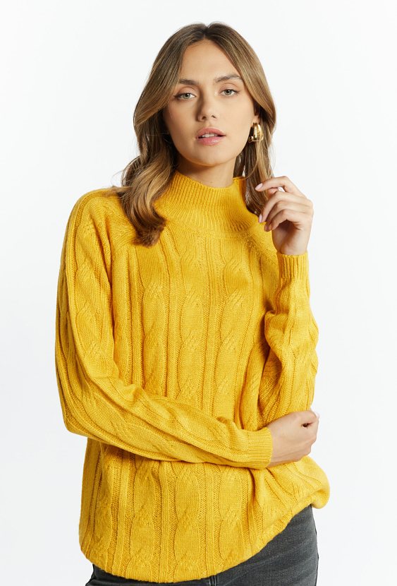 Sweter damski z ozdobnym splotem