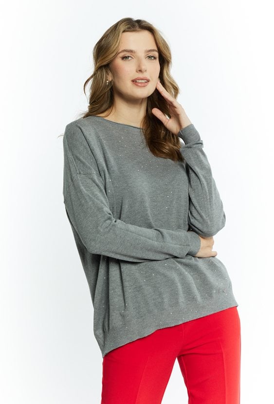 Wiskozowy sweter z dżetami