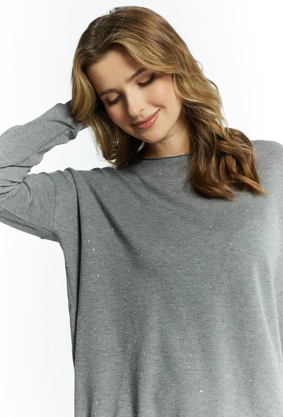 Wiskozowy sweter z dżetami