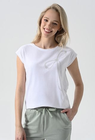Biały t-shirt z cekinową aplikacją