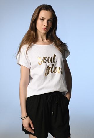 T-shirt ze złotym napisem