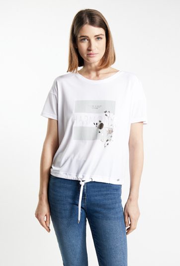 T-shirt damski z ozdobnym panelem