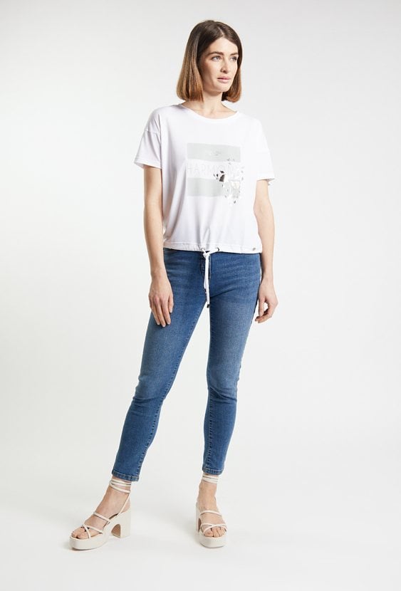 T-shirt damski z ozdobnym panelem