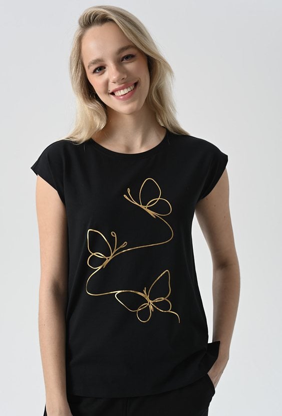 T-shirt ze złotą aplikacją