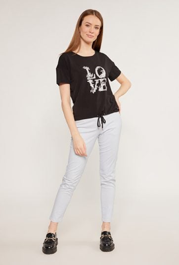 T-shirt damski z ozdobnym panelem